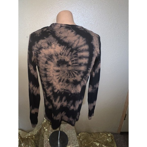 Empyre Back and Brown Tie Dye Long Sleeve Shirt Damage Done Skull Size L - Picture 2 of 8